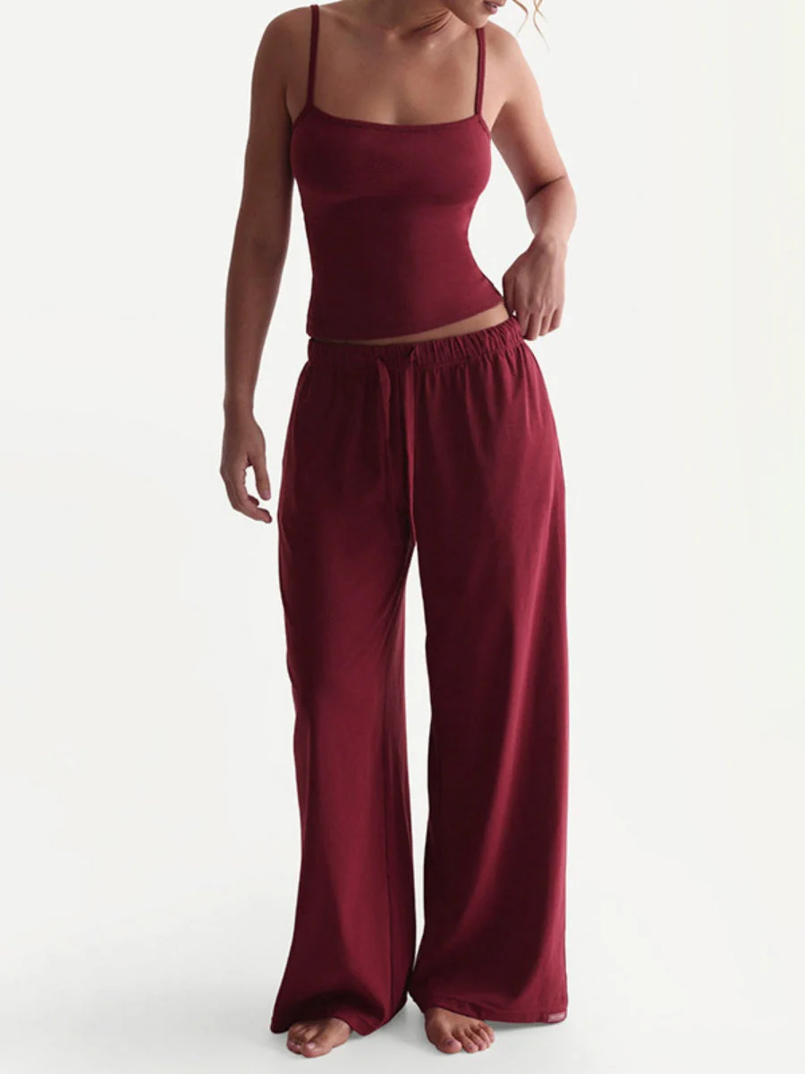 Suspenders Tank Tops Drawstring Pants Loose-fit 2-piece Sets - Image 3