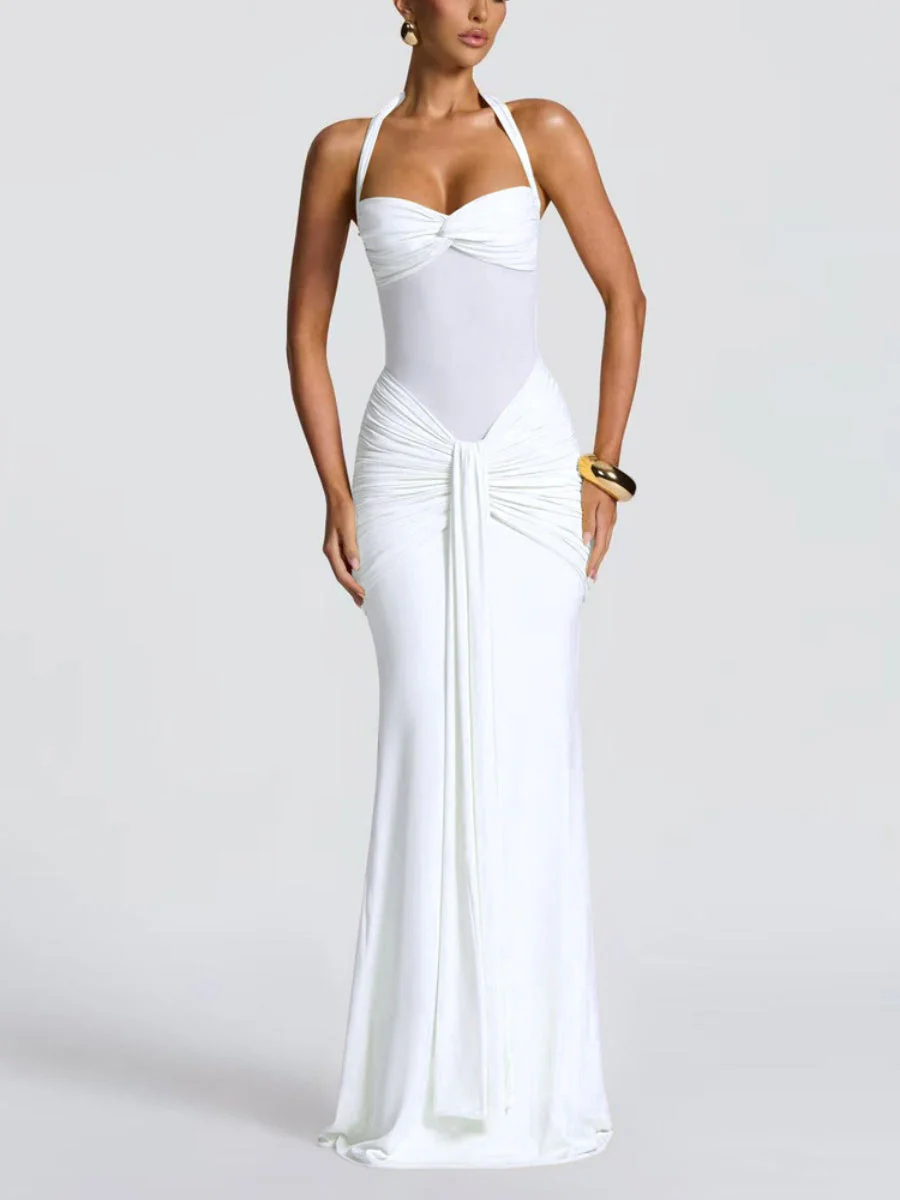 Neckband Lace Up Mesh Formal Dress Maxi Dresses - Image 10