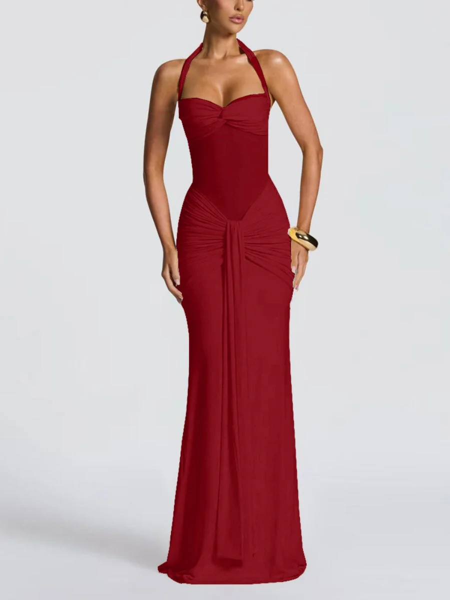 Neckband Lace Up Mesh Formal Dress Maxi Dresses - Image 11