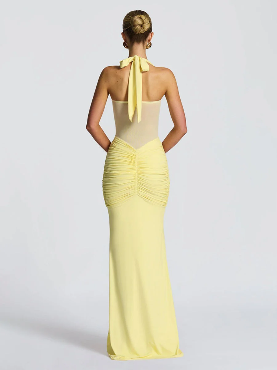 Neckband Lace Up Mesh Formal Dress Maxi Dresses - Image 16