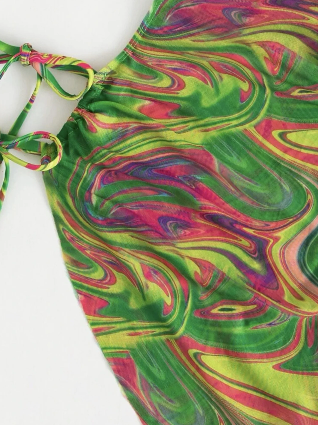 Hollow-out Drawstring Swimsuit Bikini Beach Cover-up Three-piece Set - Image 12