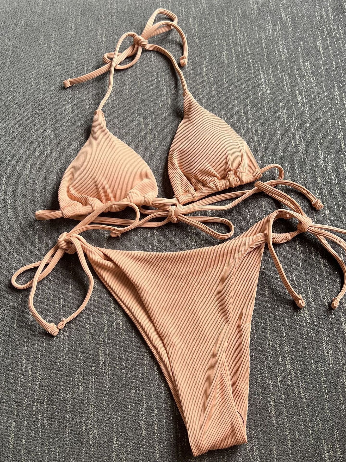 Sexy Three-piece Ribbed Two-piece Swimsuit Bikini - Image 20