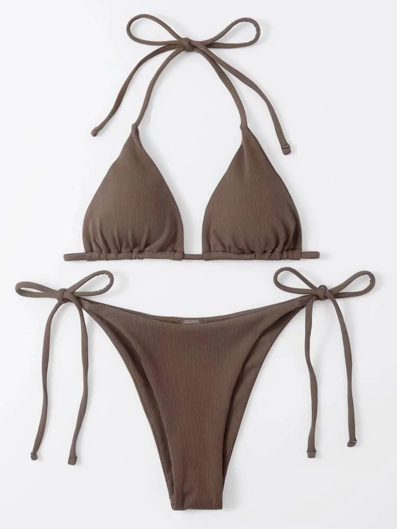 Sexy Three-piece Ribbed Two-piece Swimsuit Bikini - Image 5