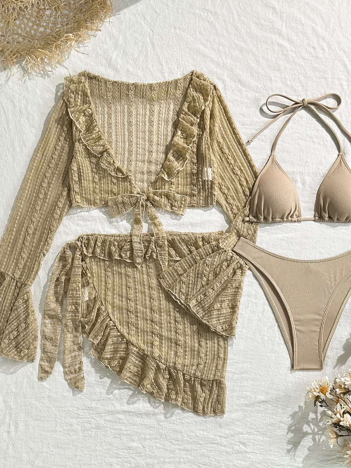 Sexy Lace Mesh Swimsuit Bikini Four-piece Set - Image 12