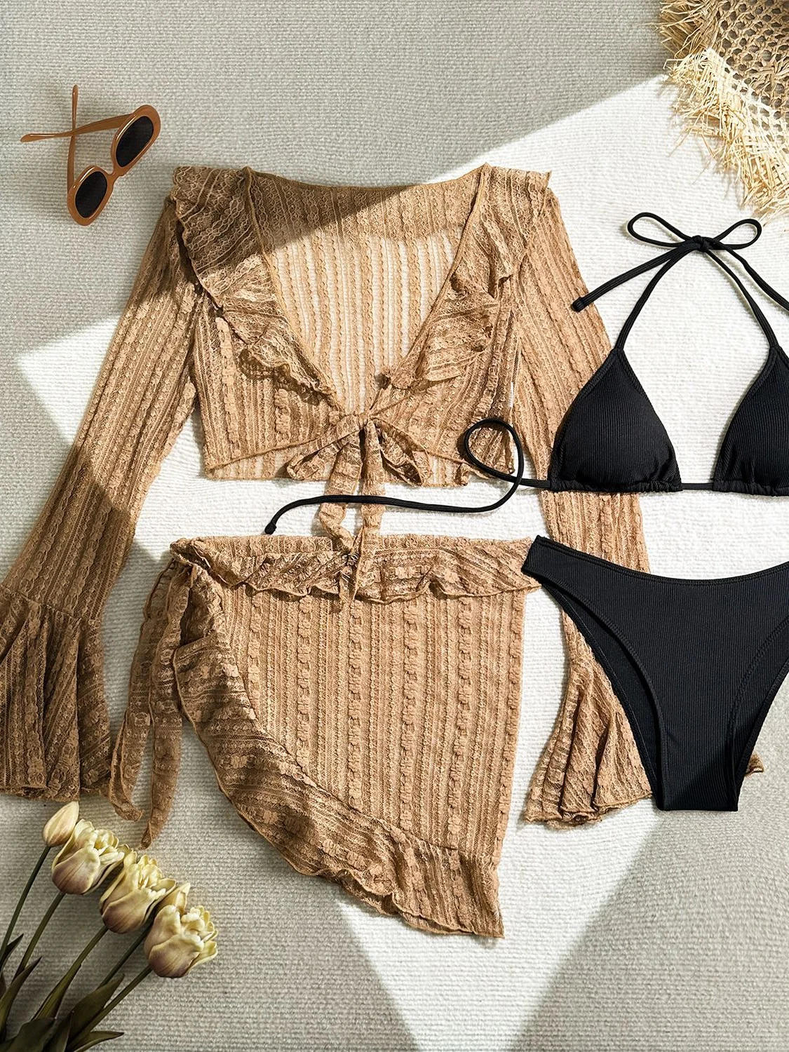 Sexy Lace Mesh Swimsuit Bikini Four-piece Set - Image 32