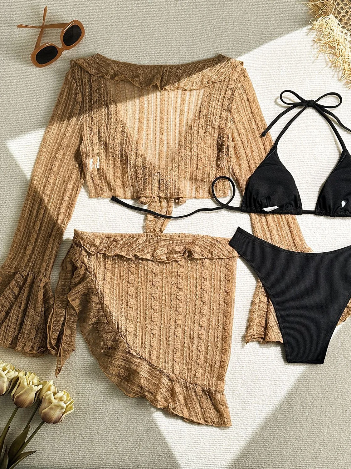 Sexy Lace Mesh Swimsuit Bikini Four-piece Set - Image 35