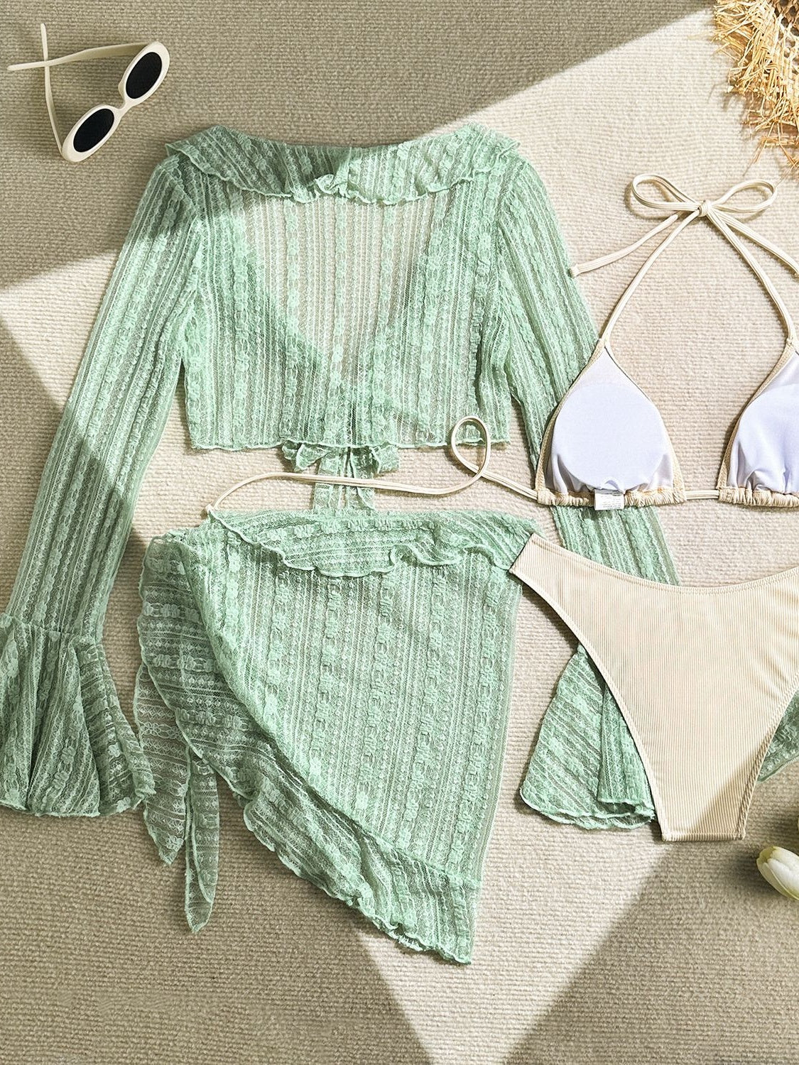 Sexy Lace Mesh Swimsuit Bikini Four-piece Set - Image 41