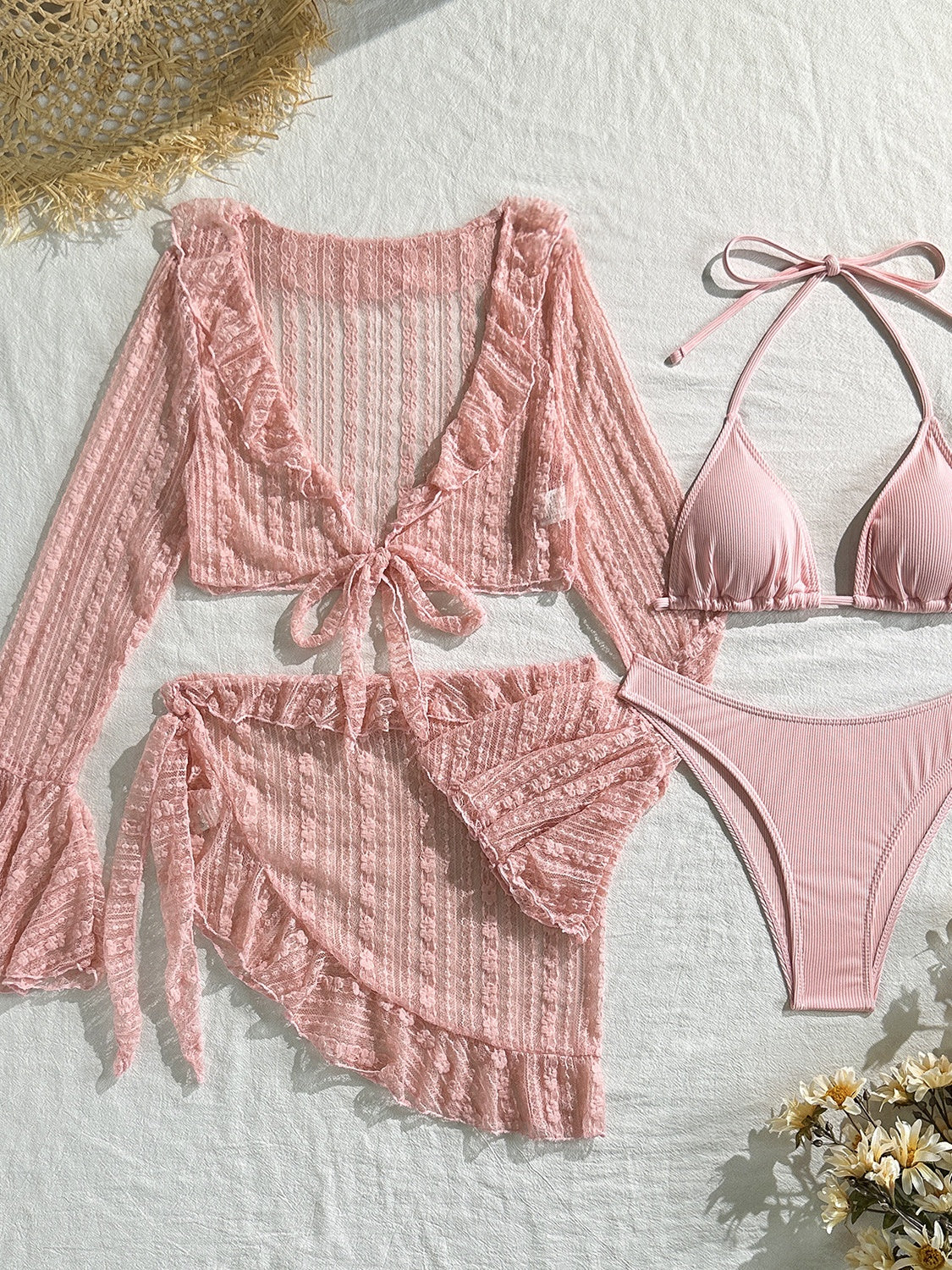 Sexy Lace Mesh Swimsuit Bikini Four-piece Set - Image 7