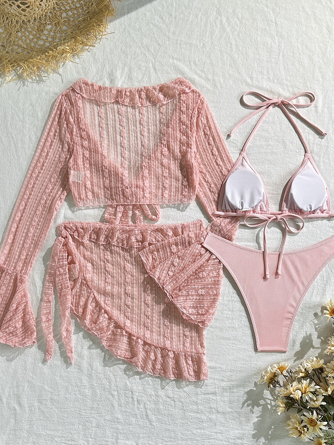 Sexy Lace Mesh Swimsuit Bikini Four-piece Set - Image 9