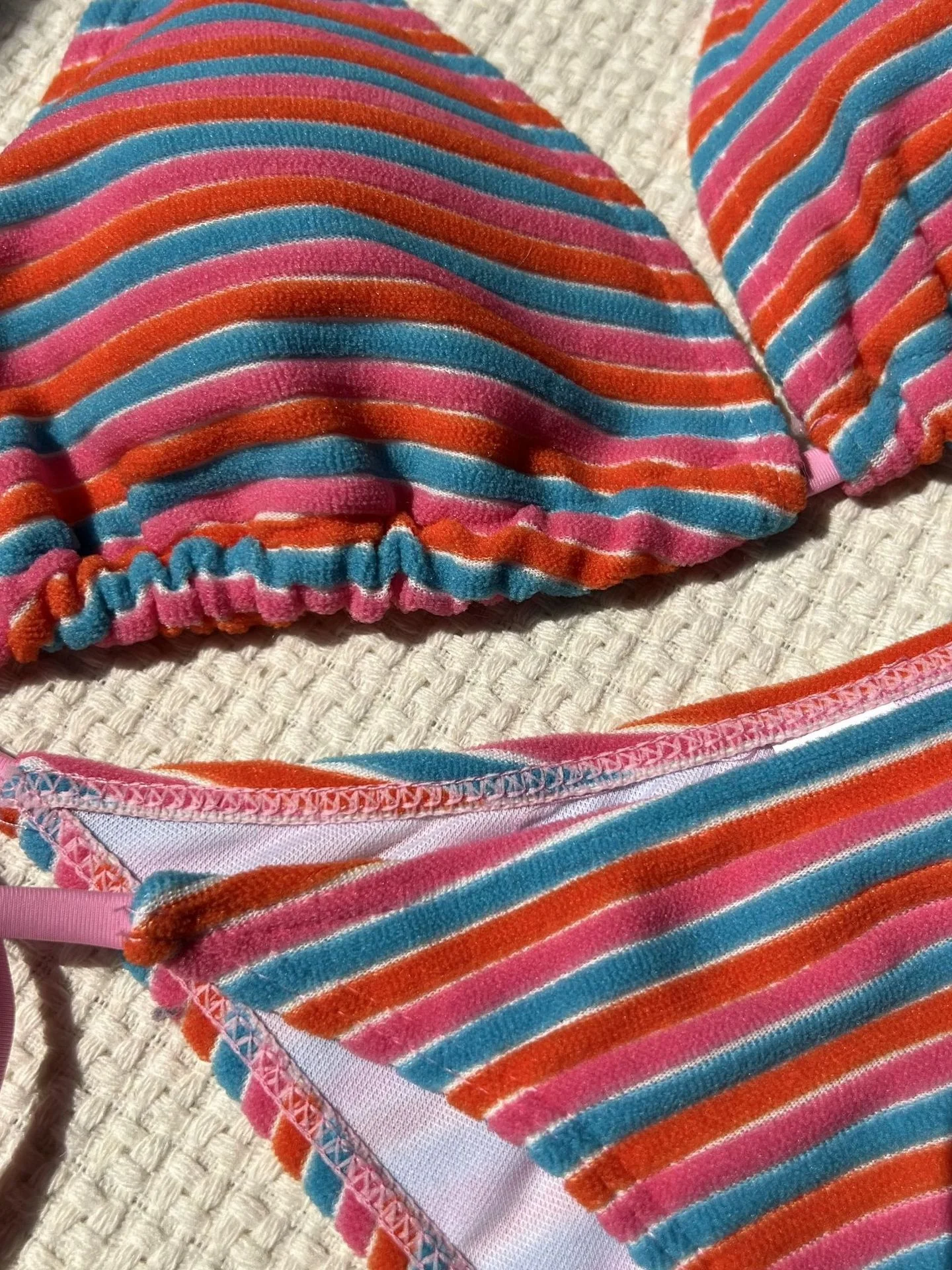 Striped Terry Cloth Sexy Two-piece Bikini - Image 5