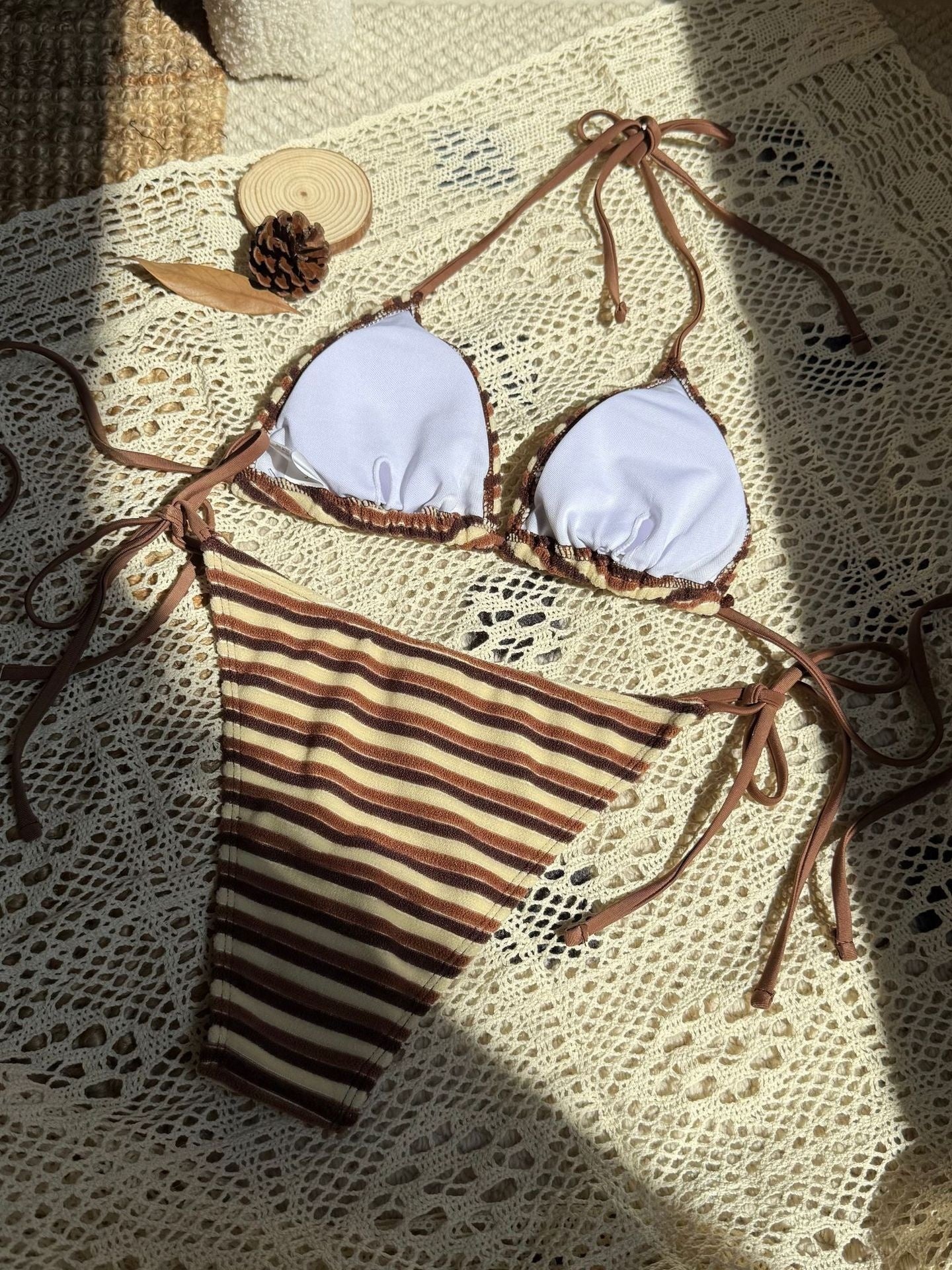 Striped Terry Cloth Sexy Two-piece Bikini - Image 7