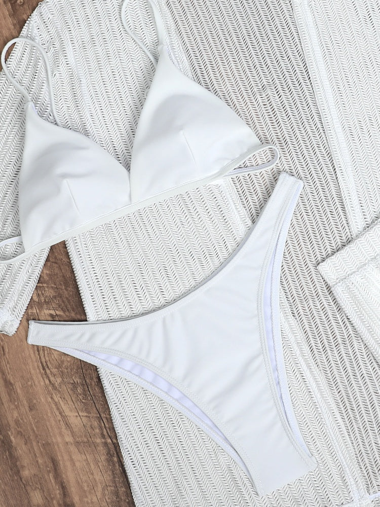 Beach Sun Protection Mesh Shirt, Shorts, Bikini Four-piece Set - Image 7