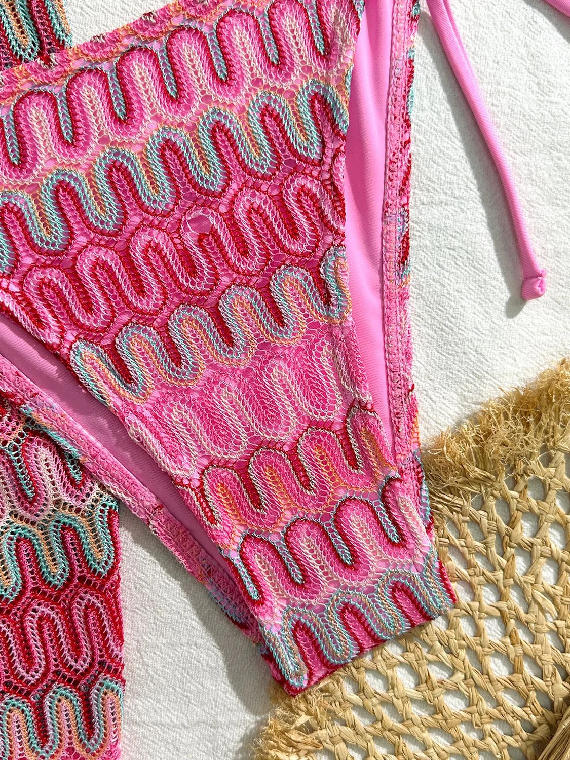 Embroidery Gradient Pattern 3 Piece Bikinis - Image 12