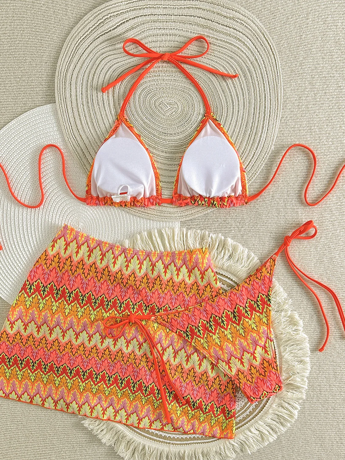 Embroidery Gradient Pattern 3 Piece Bikinis - Image 14