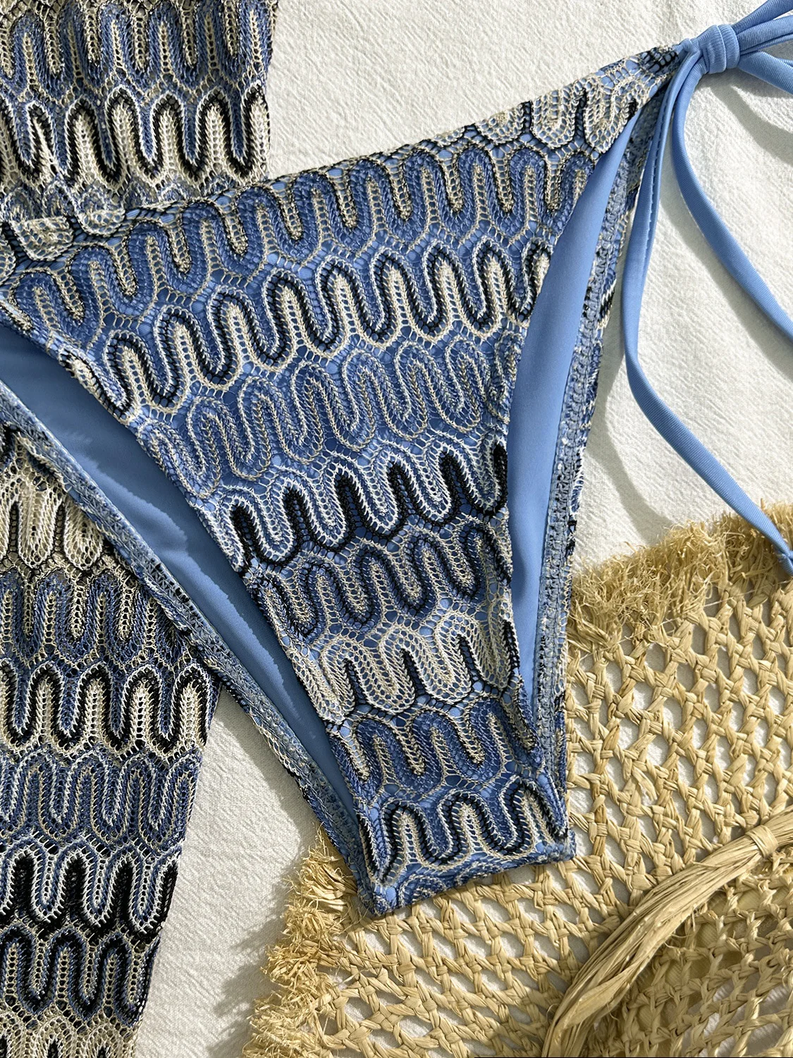 Embroidery Gradient Pattern 3 Piece Bikinis - Image 7