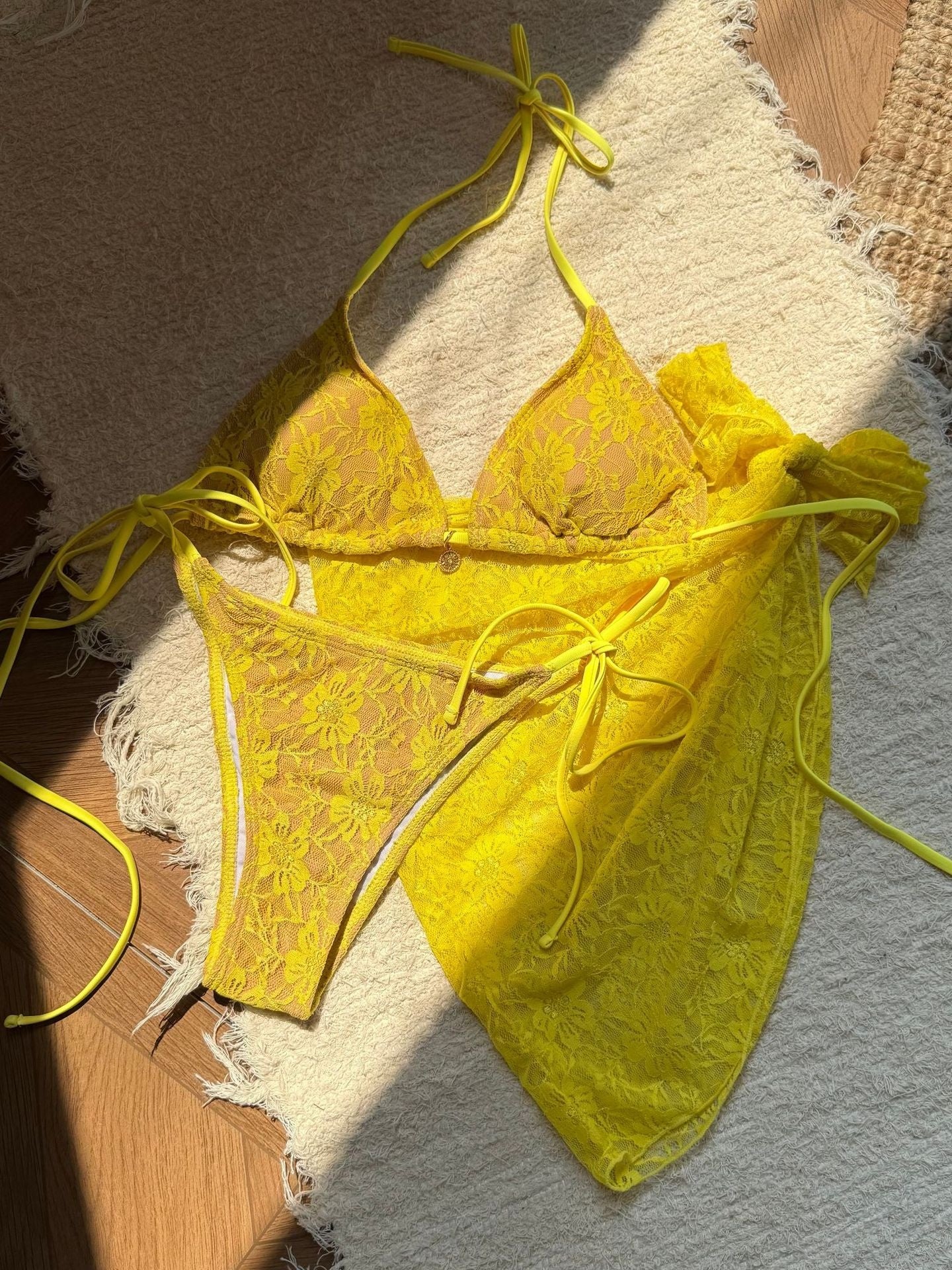 Lace Mesh Mini Skirt Swimsuit Bikini Three-Piece Set - Image 17