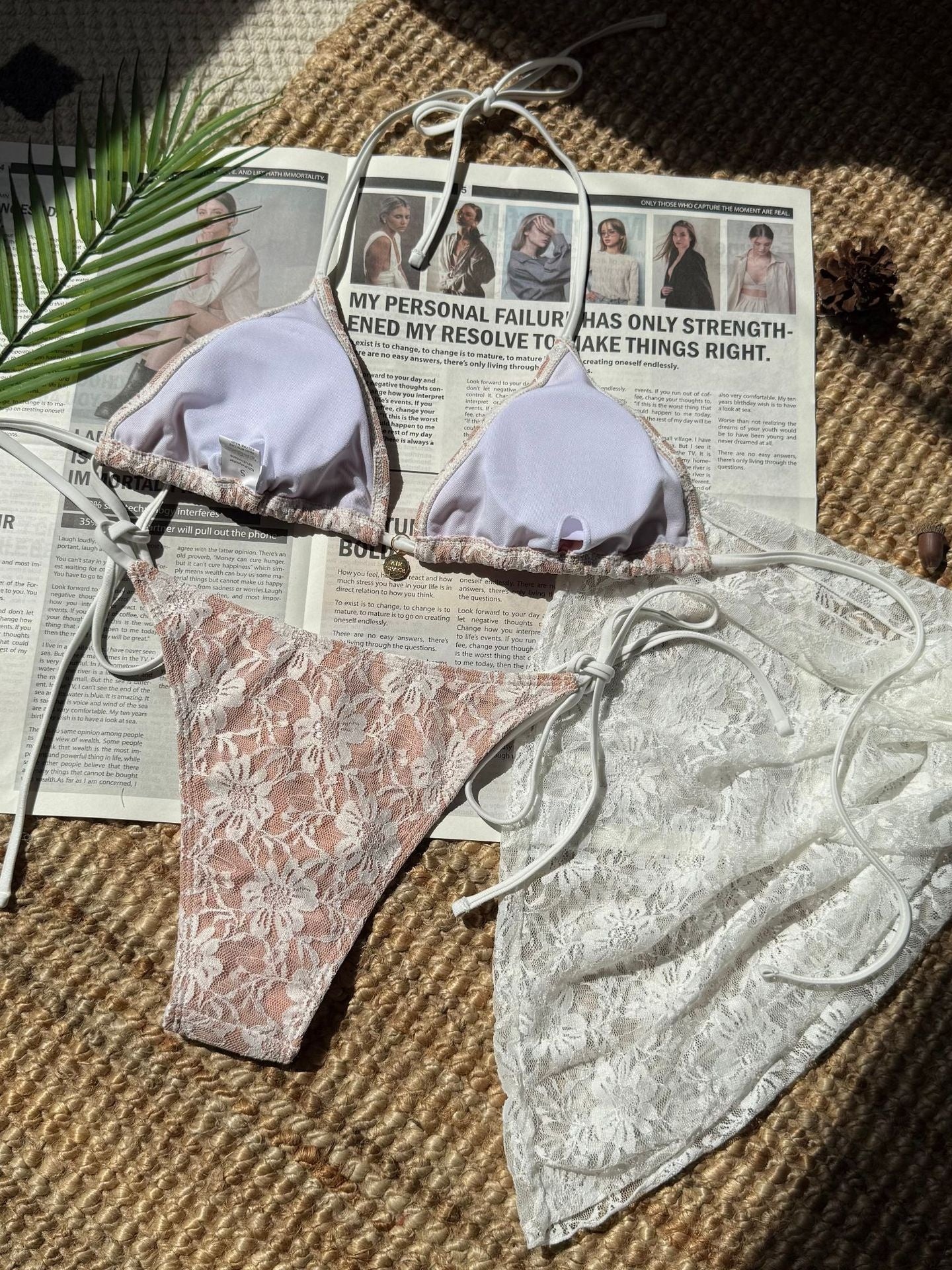 Lace Mesh Mini Skirt Swimsuit Bikini Three-Piece Set - Image 9