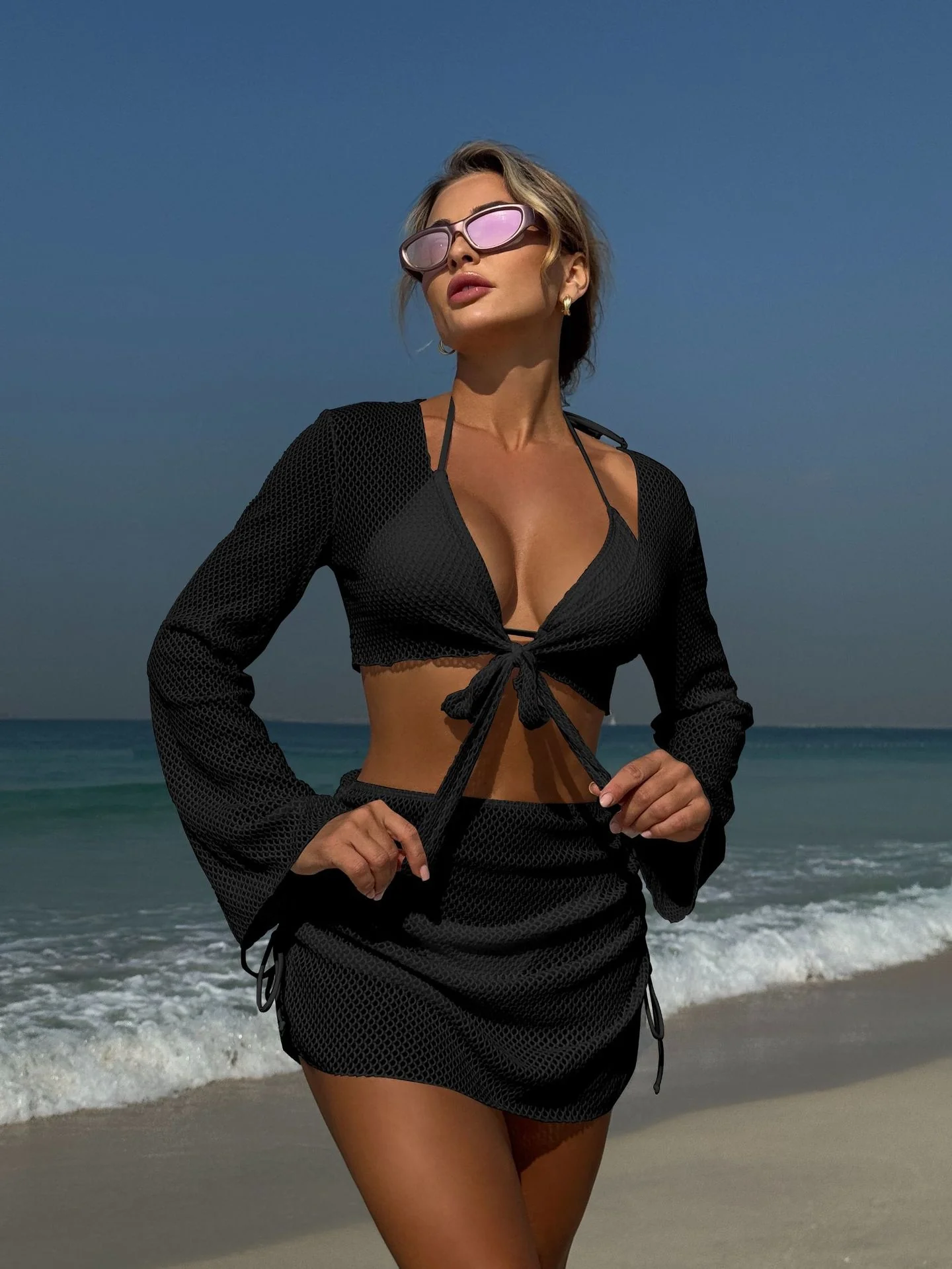 Beach Vacation Style Two-piece Swimsuit Four-piece Set - Image 11
