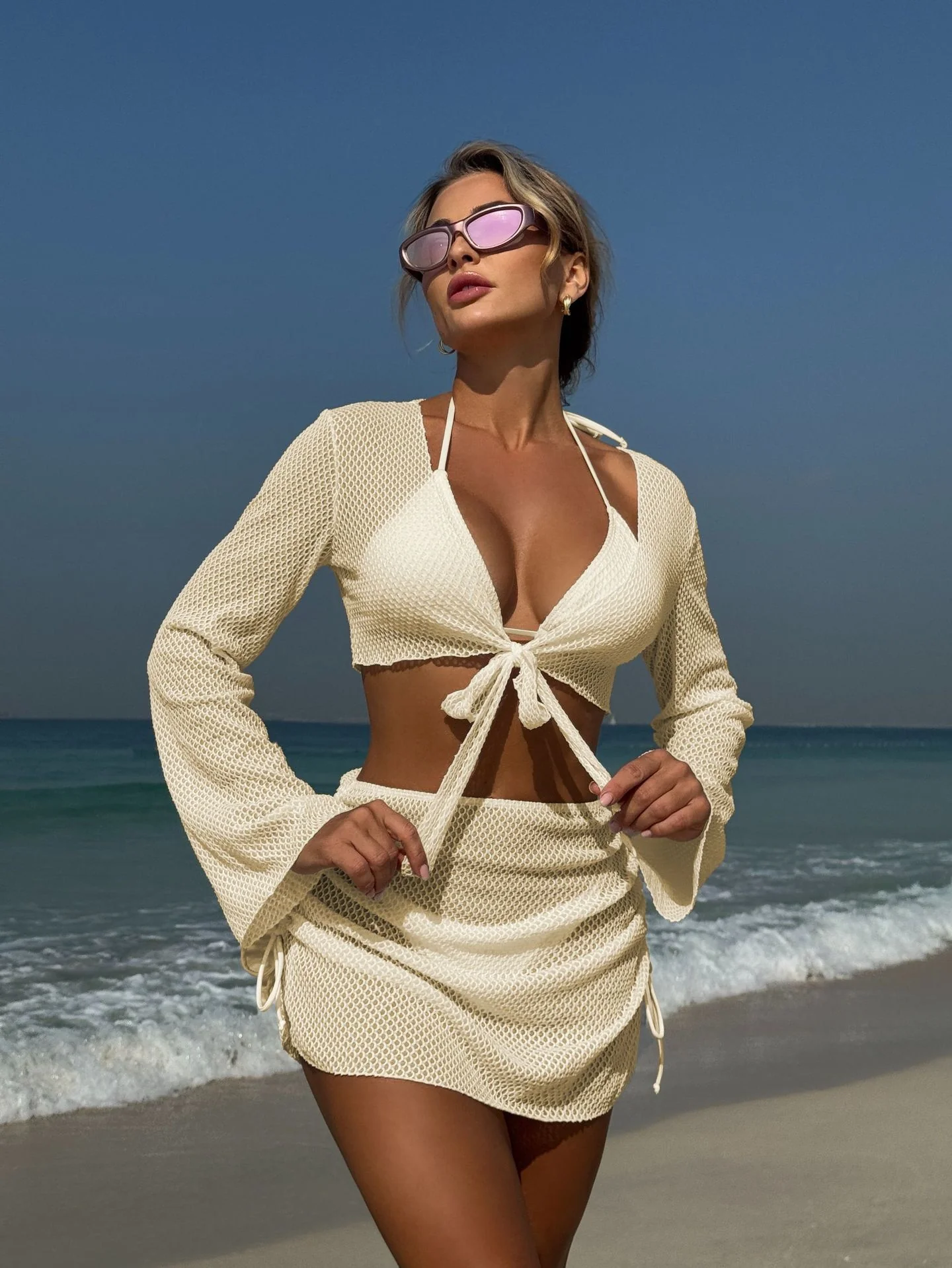 Beach Vacation Style Two-piece Swimsuit Four-piece Set - Image 7