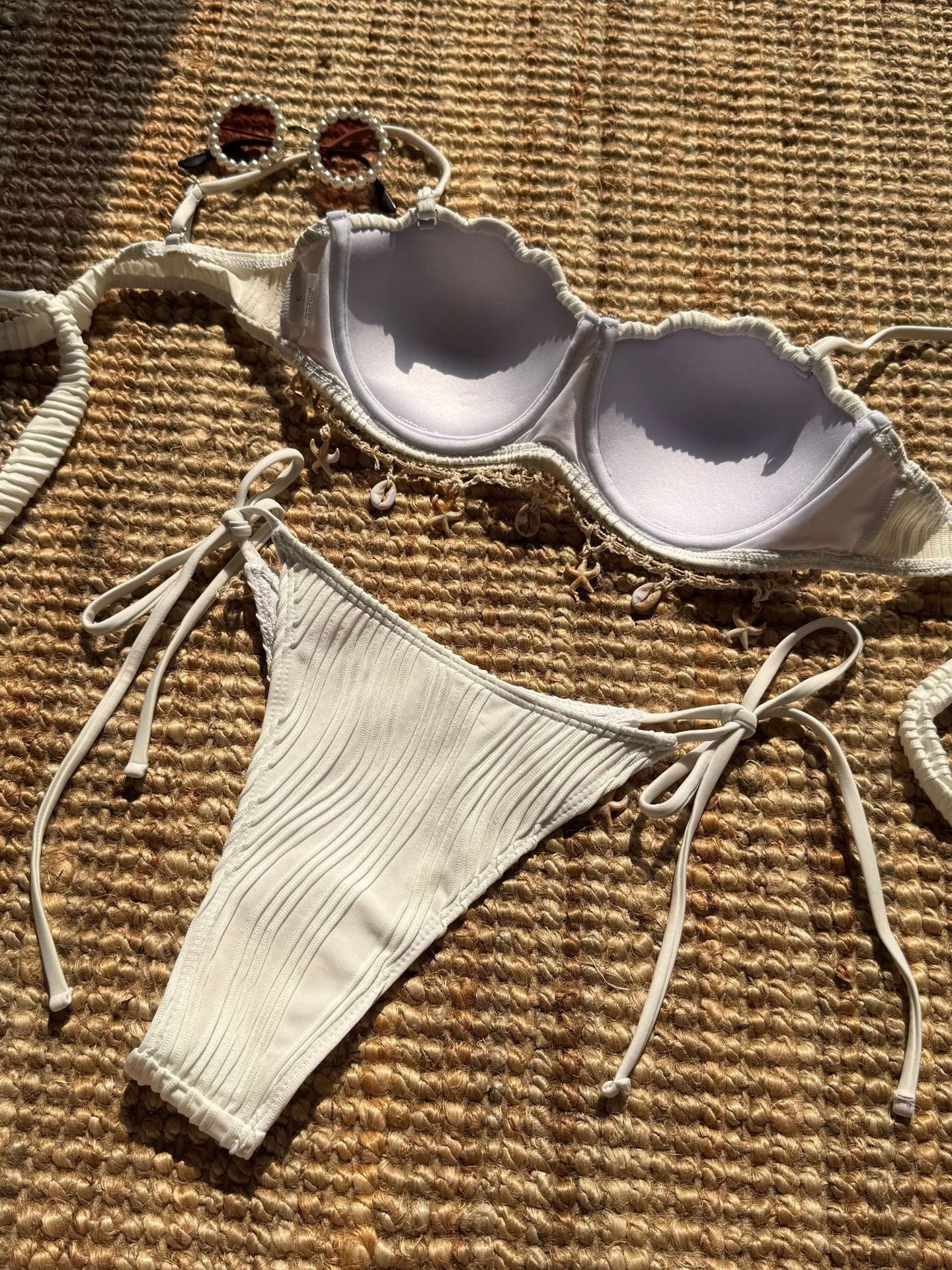 Solid Color Seashell Petal Hard-pack Sexy Two-piece Swimsuit Bikini - Image 7