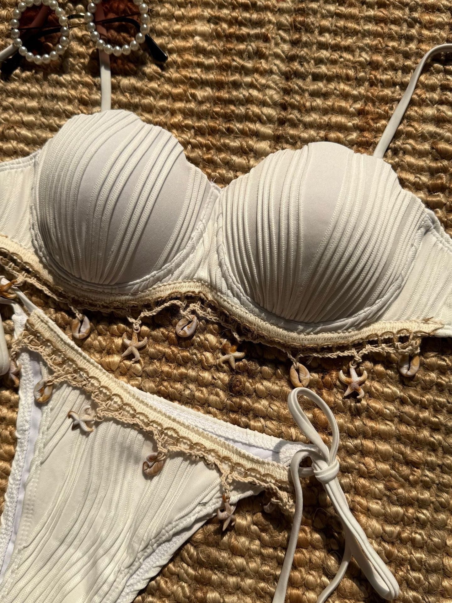 Solid Color Seashell Petal Hard-pack Sexy Two-piece Swimsuit Bikini - Image 8