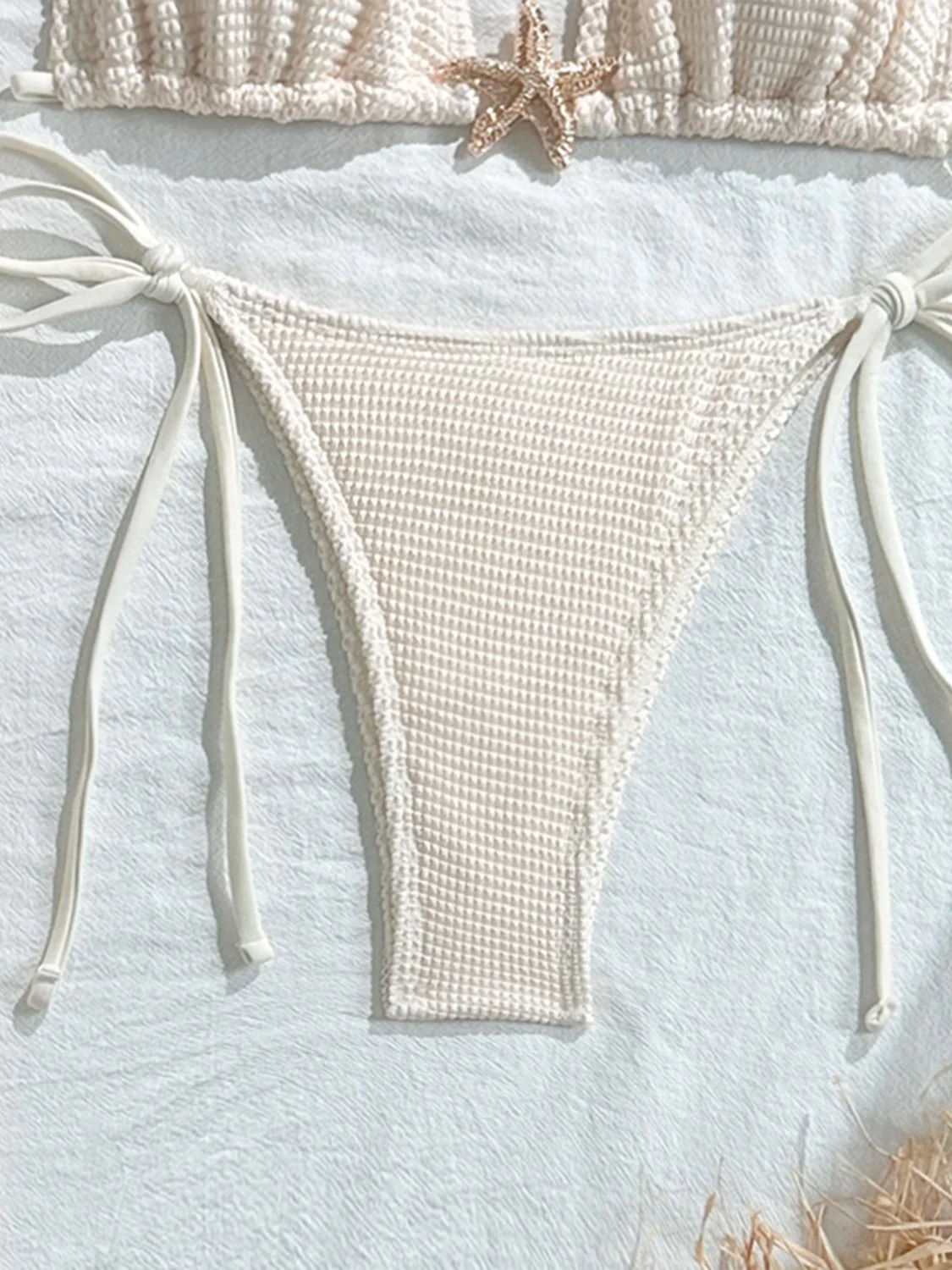 Solid Color Mesh Long Dress Starfish Swimsuit Bikini Three-piece Set - Image 10