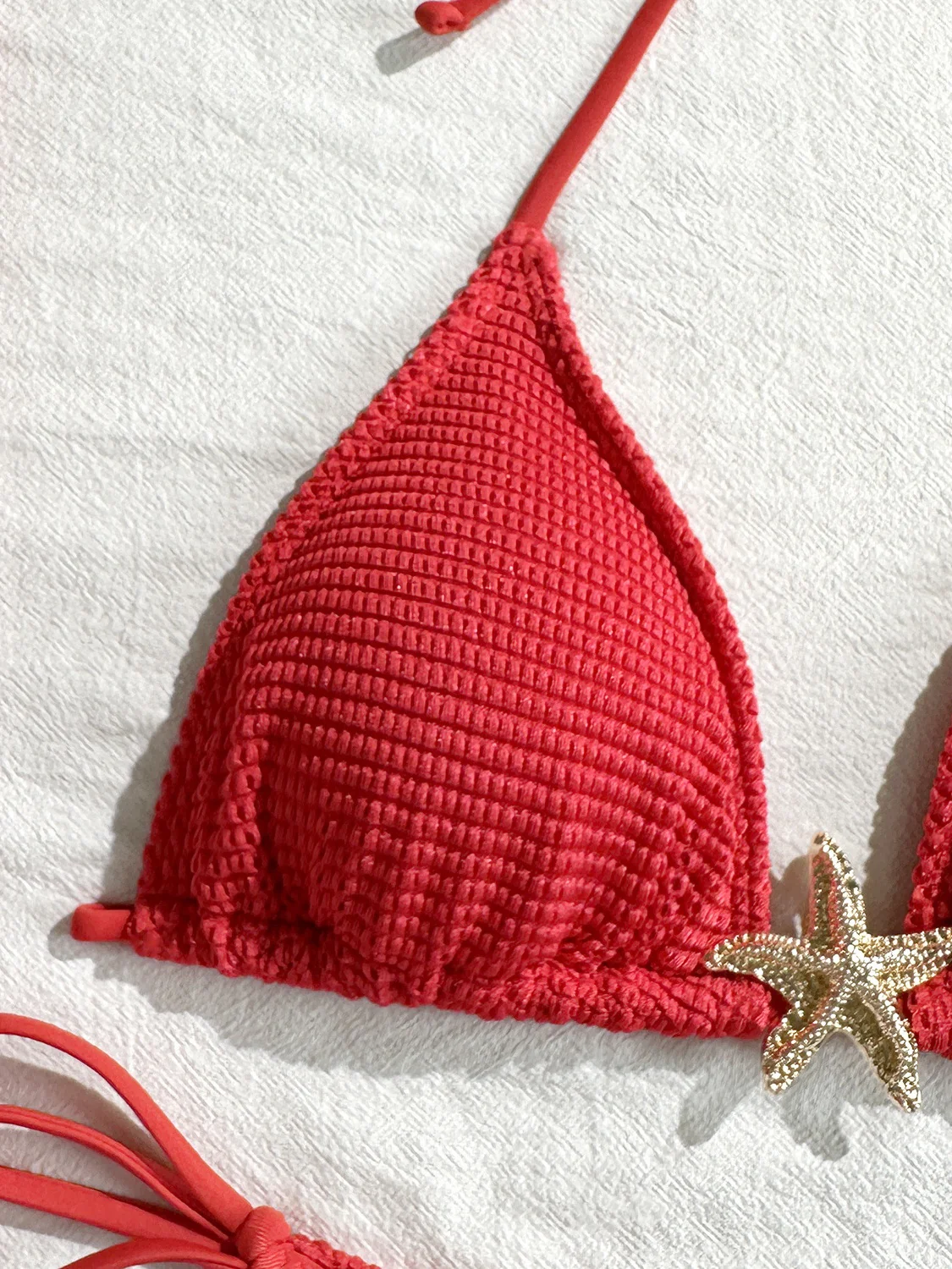 Solid Color Mesh Long Dress Starfish Swimsuit Bikini Three-piece Set - Image 19