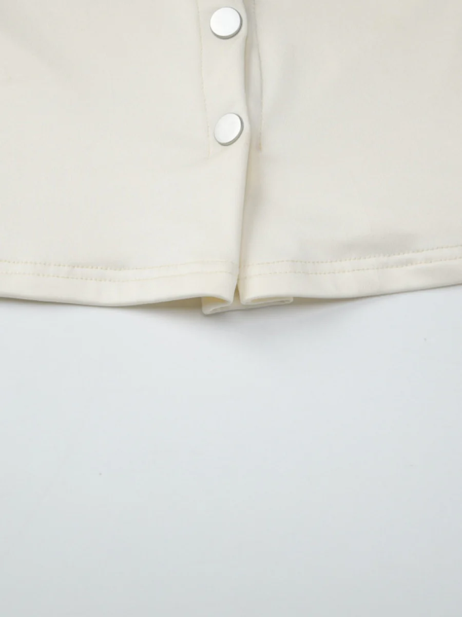 Draped Collar Buttons Slim-fit Jacket T-shirts - Image 16