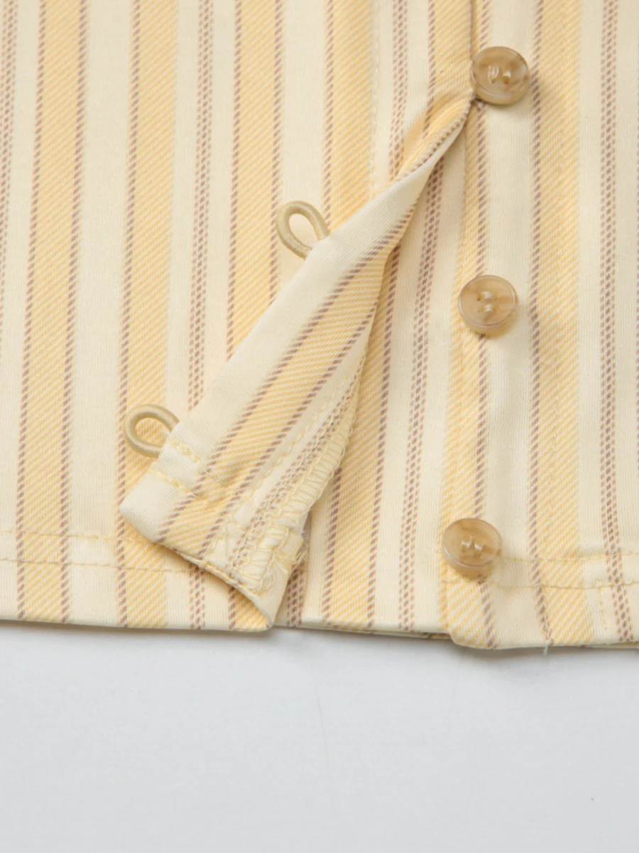 Retro Buttons Stripes Sexy Shirts - Image 10