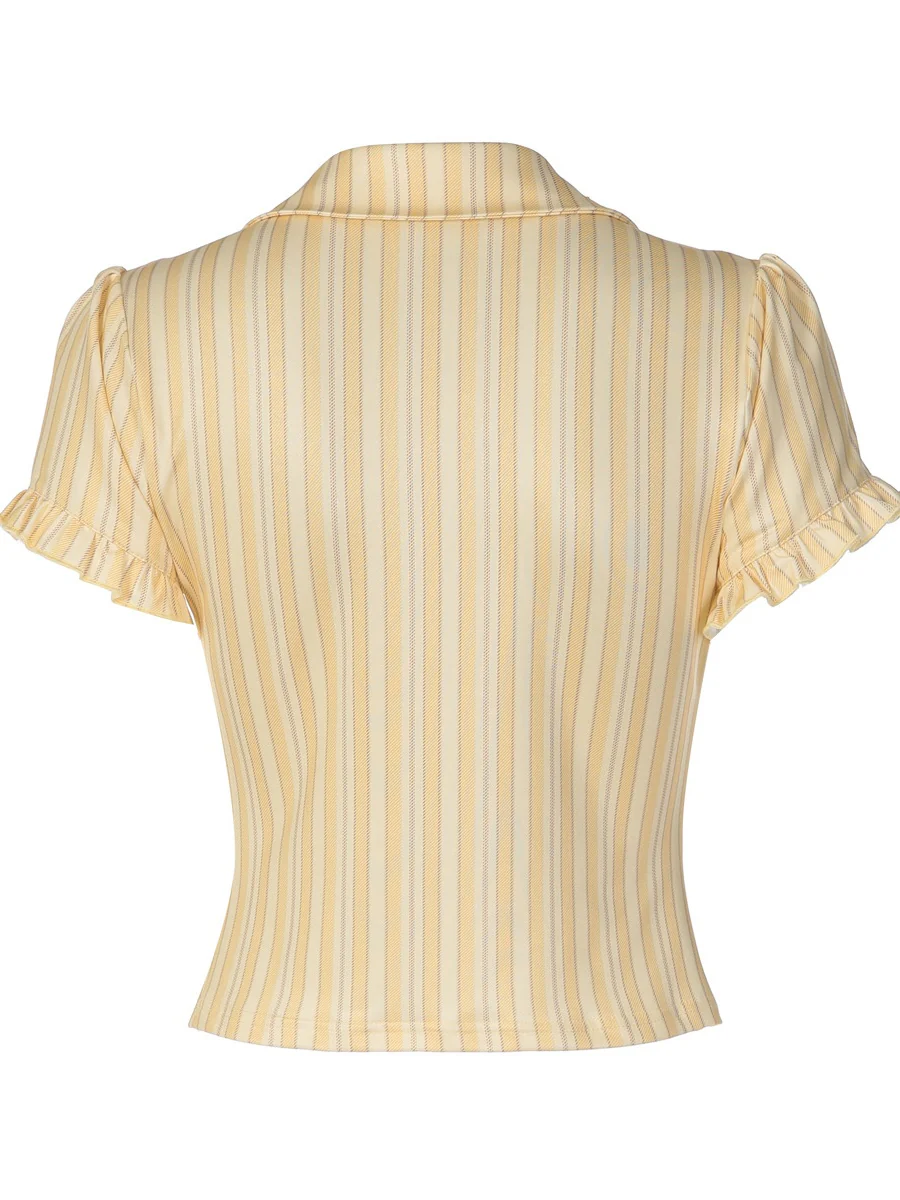 Retro Buttons Stripes Sexy Shirts - Image 16