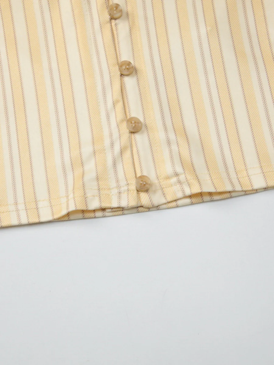 Retro Buttons Stripes Sexy Shirts - Image 9