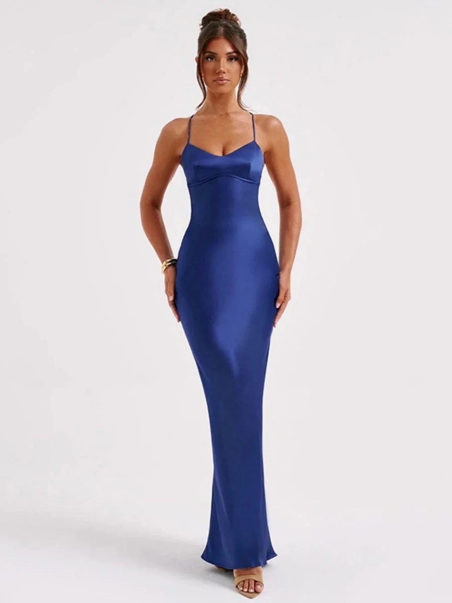 Back-Less Tie-Up Thin Strap Maxi Dress - Image 11