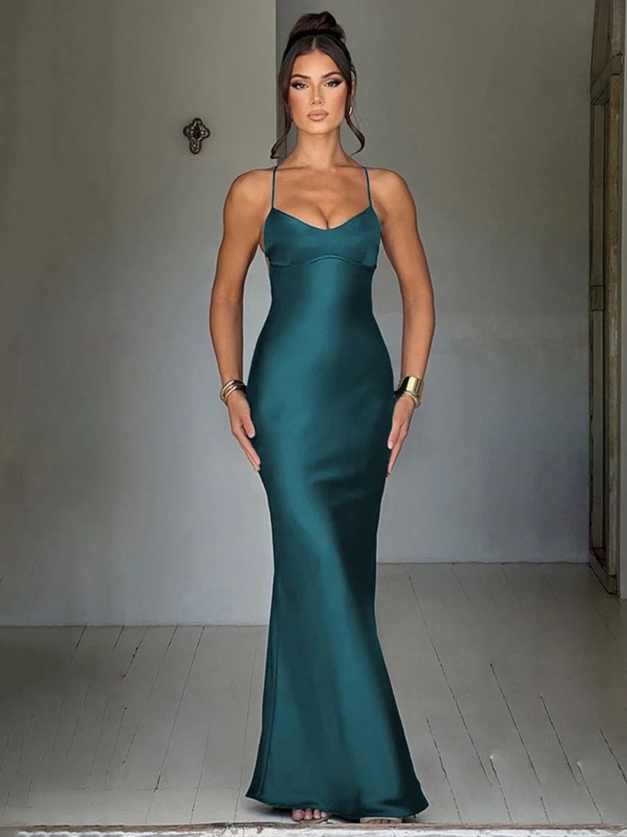 Back-Less Tie-Up Thin Strap Maxi Dress - Image 6