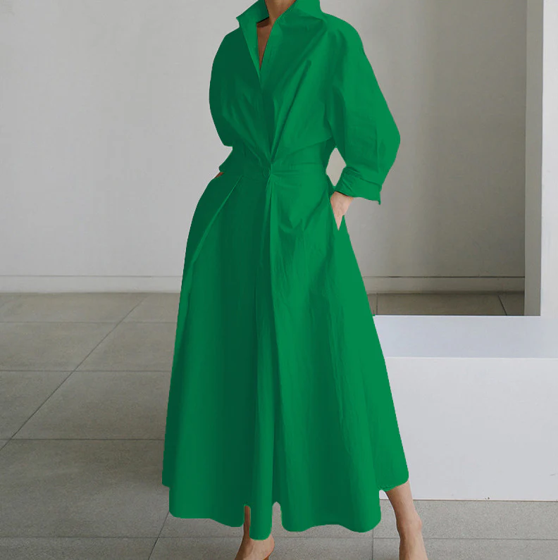 Long-sleeved V-neck Printed Maxi Dresses - Image 5