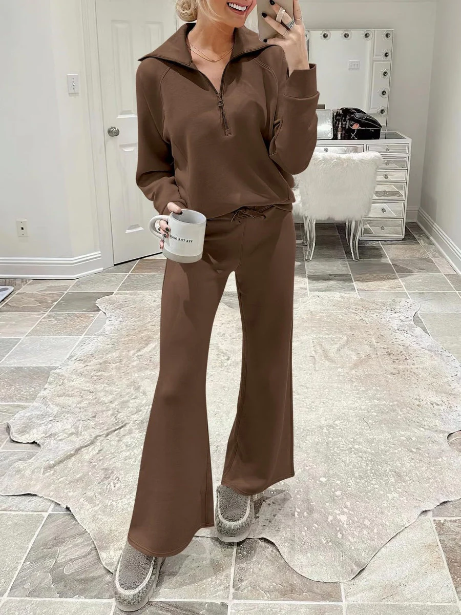 Liber Autumn Women's Zipper Solid Color 2-piece Sets - Image 10