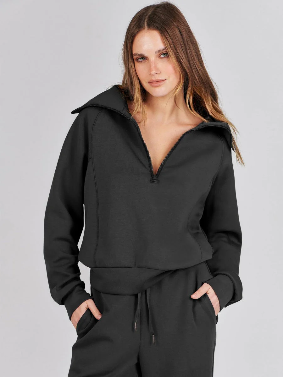 Liber Autumn Women's Zipper Solid Color 2-piece Sets - Image 20