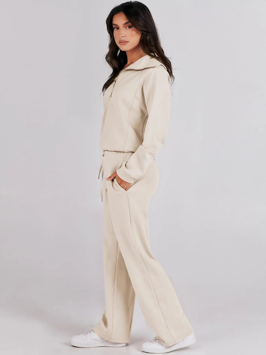 Liber Autumn Women's Zipper Solid Color 2-piece Sets - Image 6