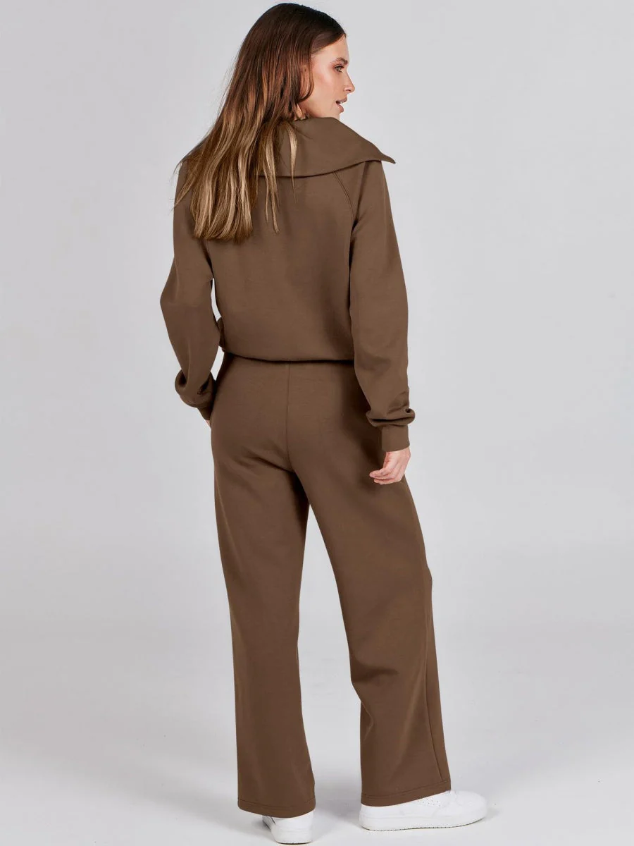 Liber Autumn Women's Zipper Solid Color 2-piece Sets - Image 8