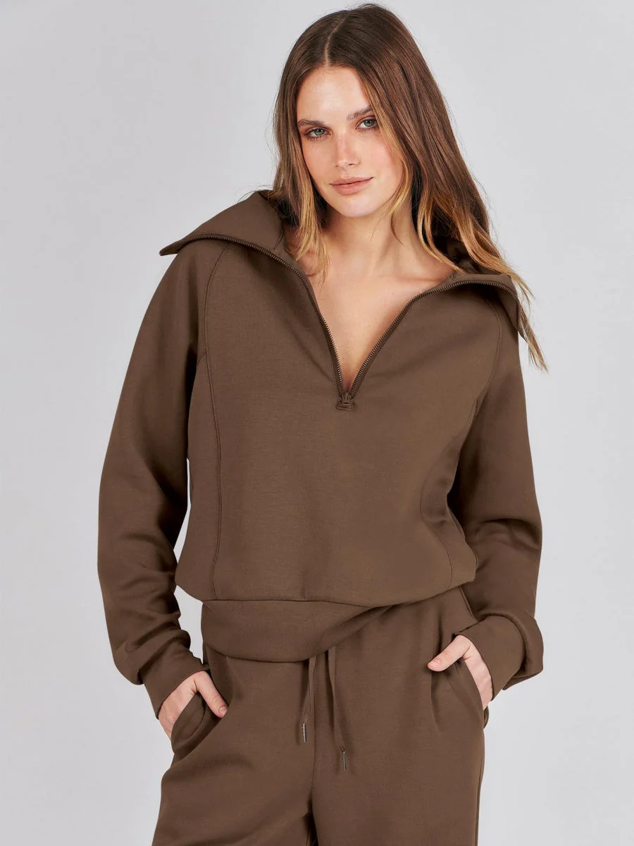 Liber Autumn Women's Zipper Solid Color 2-piece Sets - Image 9