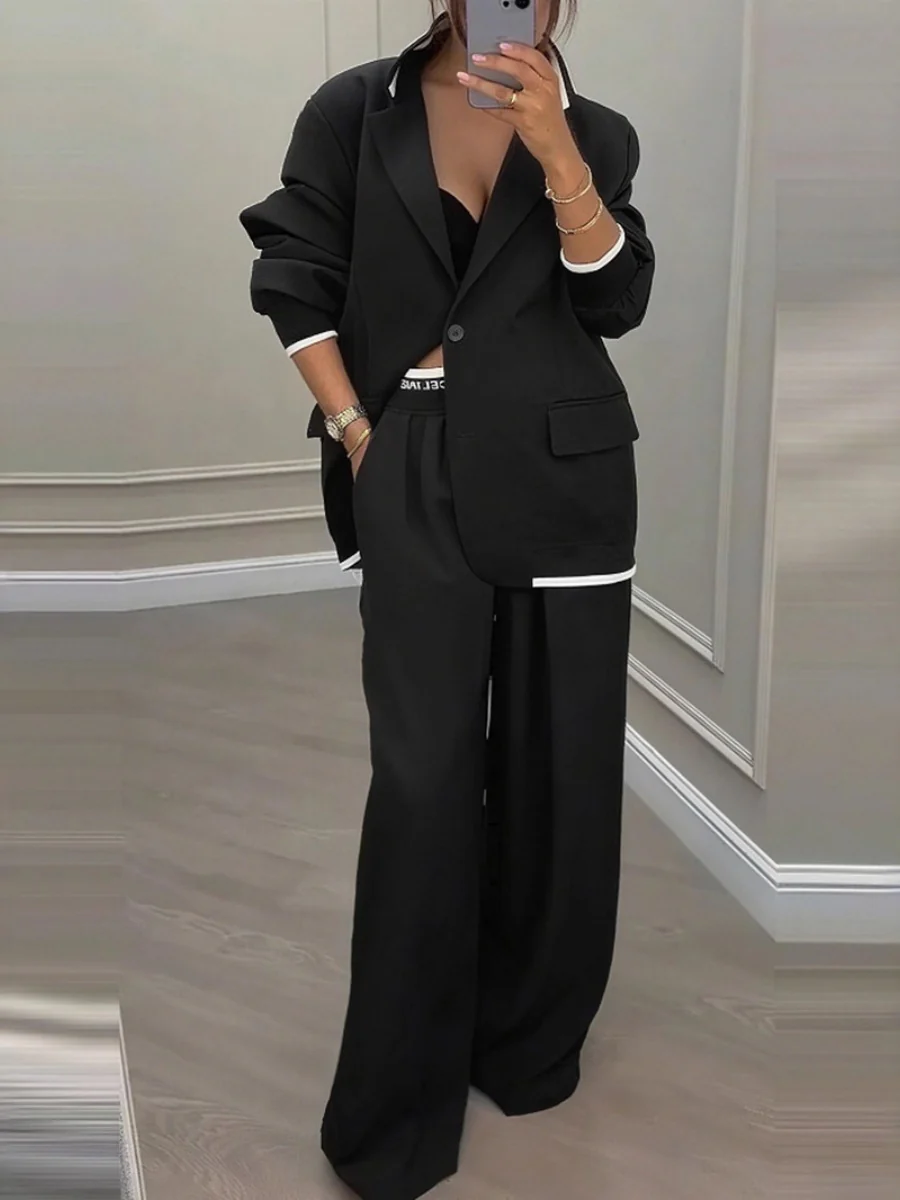Leisure Wide-leg Pants Suit Commuter Suit 2-piece Sets - Image 2