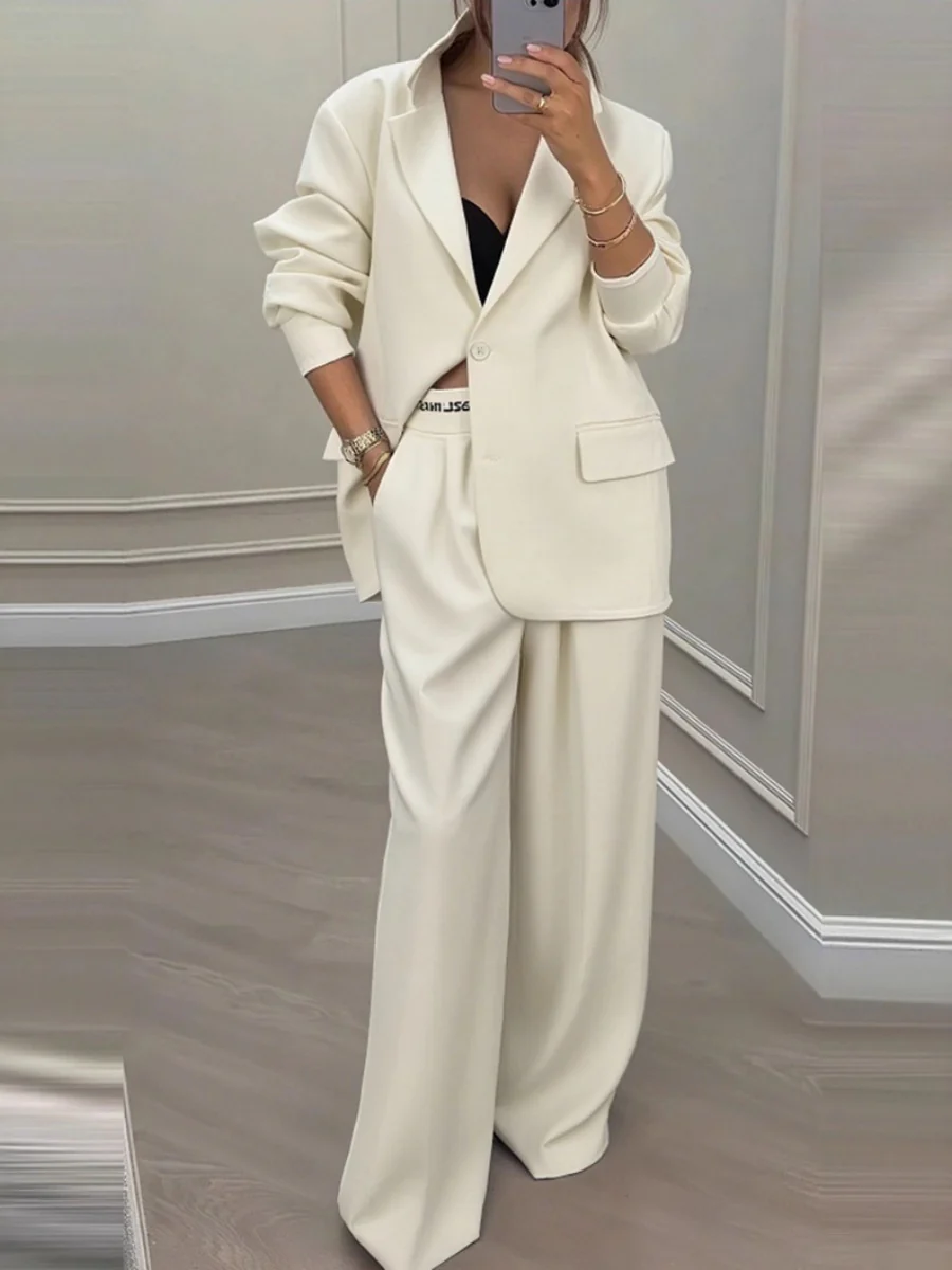 Leisure Wide-leg Pants Suit Commuter Suit 2-piece Sets - Image 3