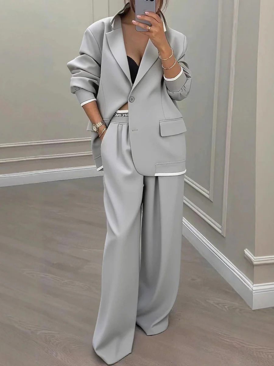 Leisure Wide-leg Pants Suit Commuter Suit 2-piece Sets - Image 4