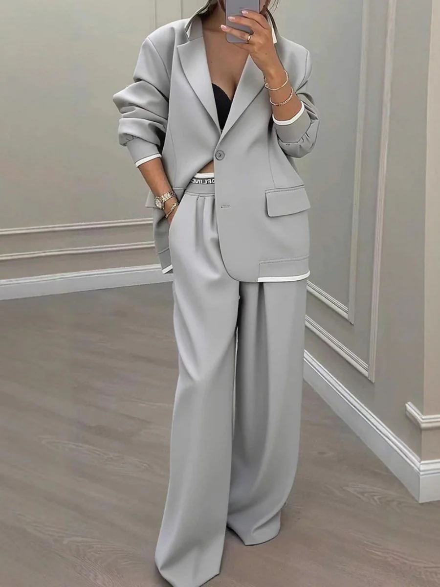 Leisure Wide-leg Pants Suit Commuter Suit 2-piece Sets - Image 6
