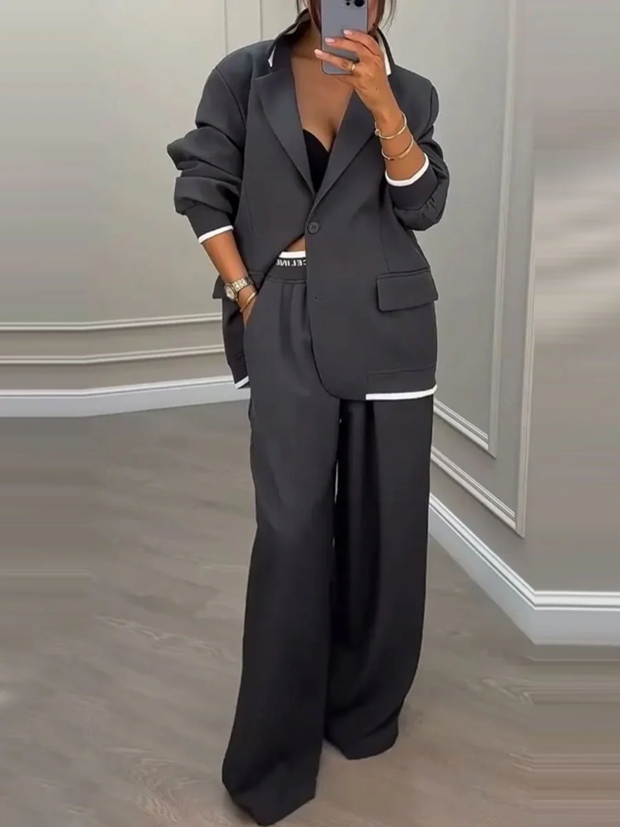Leisure Wide-leg Pants Suit Commuter Suit 2-piece Sets - Image 7