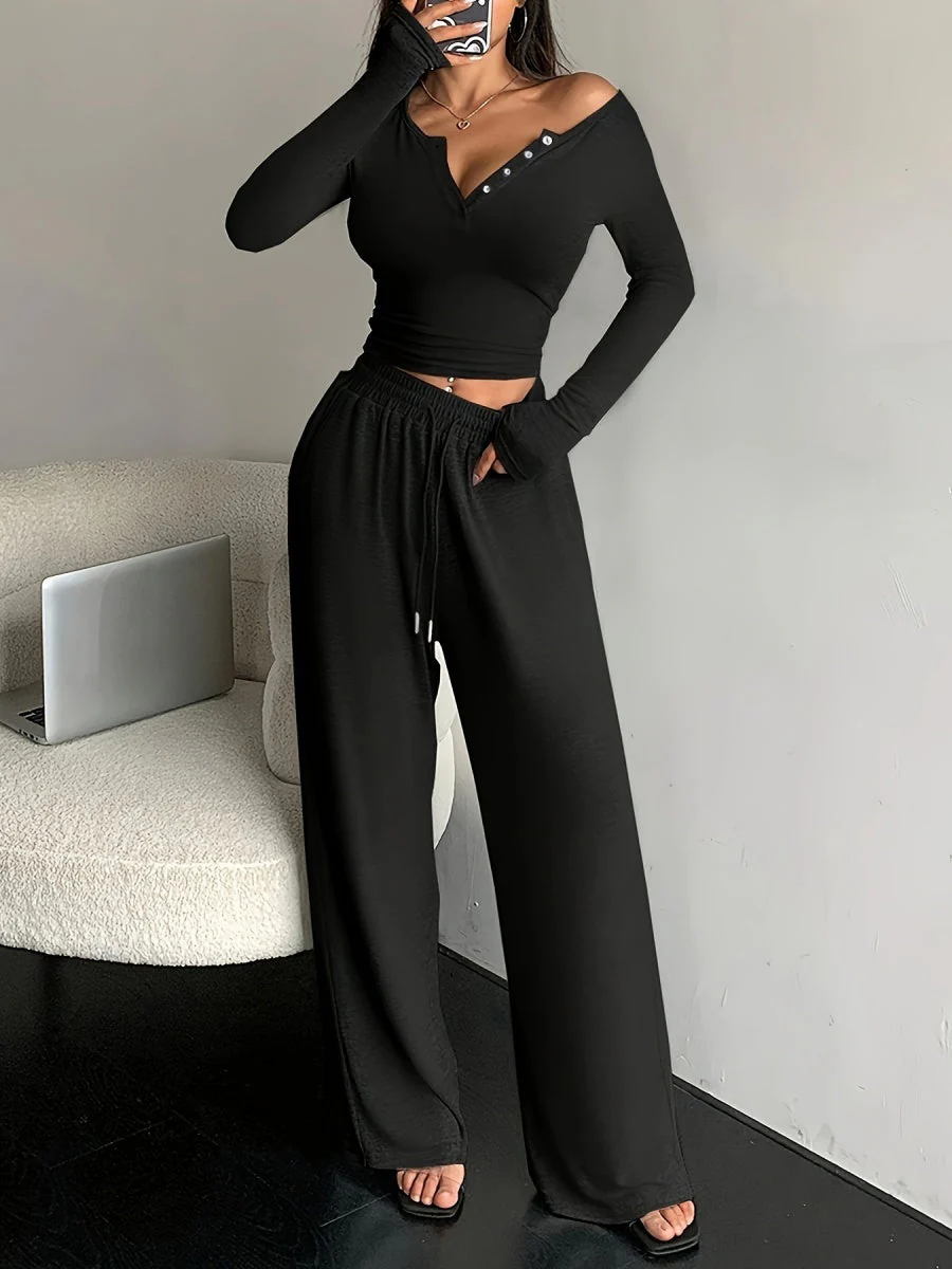 Lace Trim Slim 2-piece Sets - Image 2