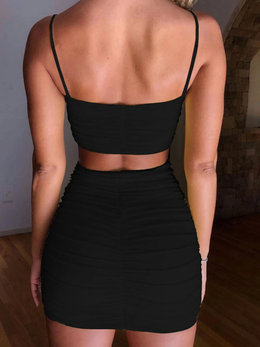 Liber Spring Women's Pleated Solid Color 2-piece Sets - Image 11