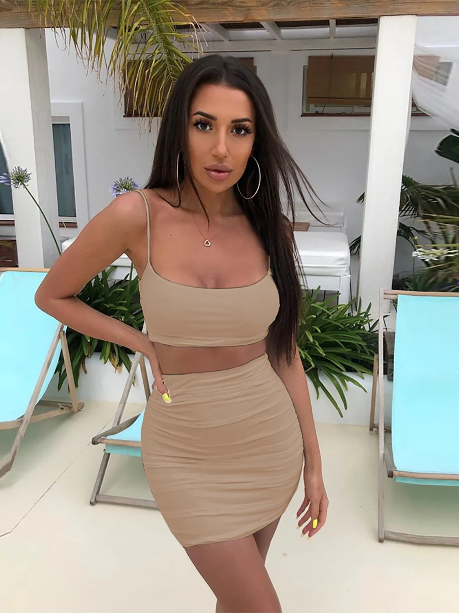 Liber Spring Women's Pleated Solid Color 2-piece Sets - Image 15