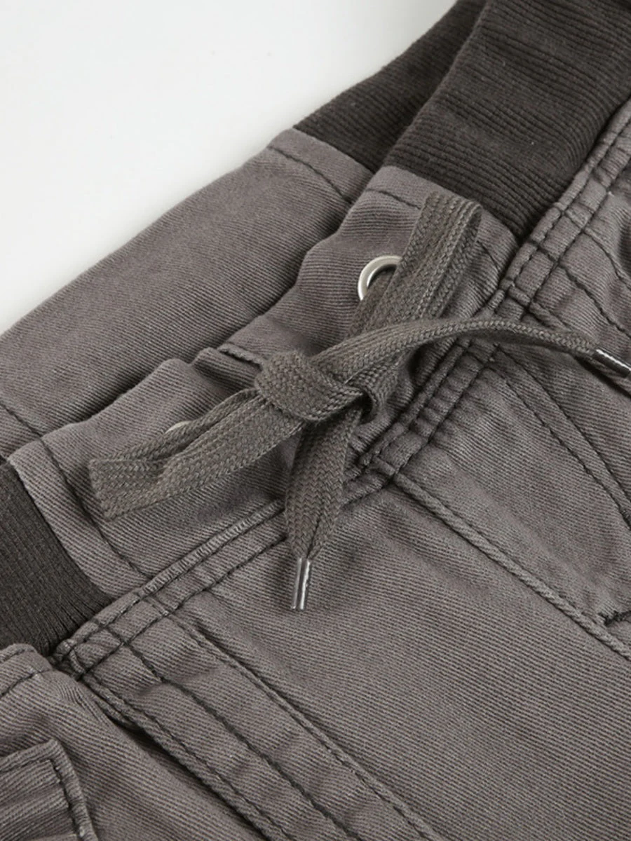 Retro Pocket Color-blocked Ribbed Low-rise Jeans - Image 8