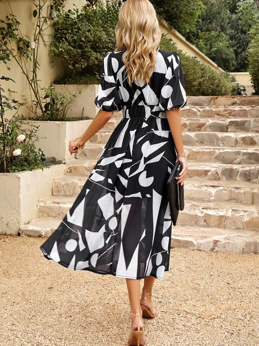 Waist-cinching Deep V-neck Floral Print Maxi Dresses - Image 26