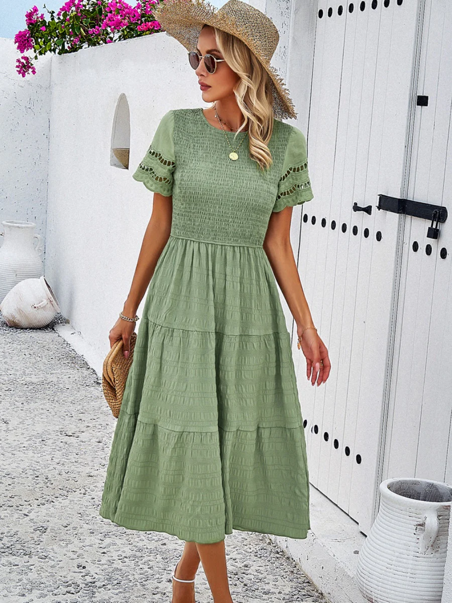 Hollow-out Lace Sleeves, Long Hollow-out Dress - Image 11